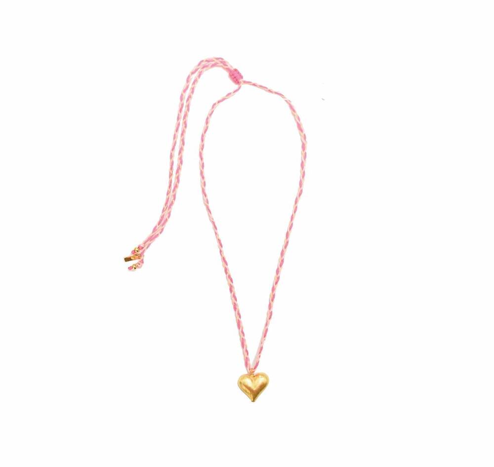 NEW ADRIANA PAPPAS women's heart of gold necklace in pink